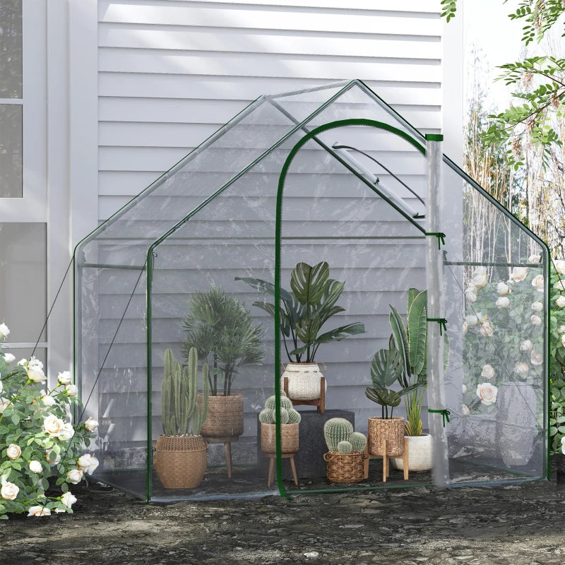 Greenhouse Garden Planter with Zipped Door & Window - White