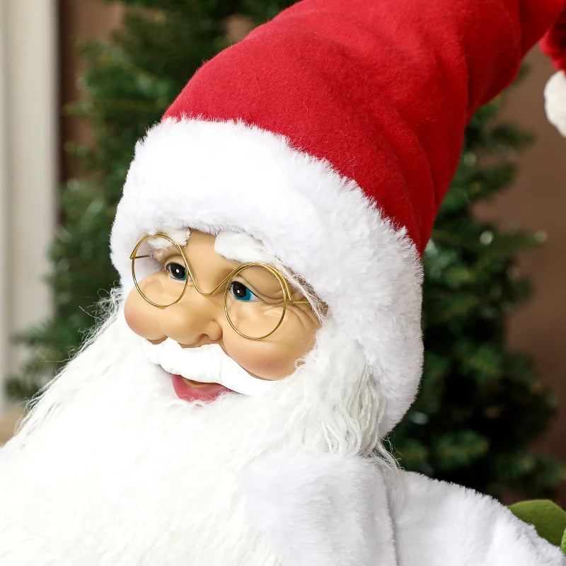 Life Size Voice-Activated Santa Claus Christmas Decoration with Twinkling LED Lights - Festive Red Holiday Decor