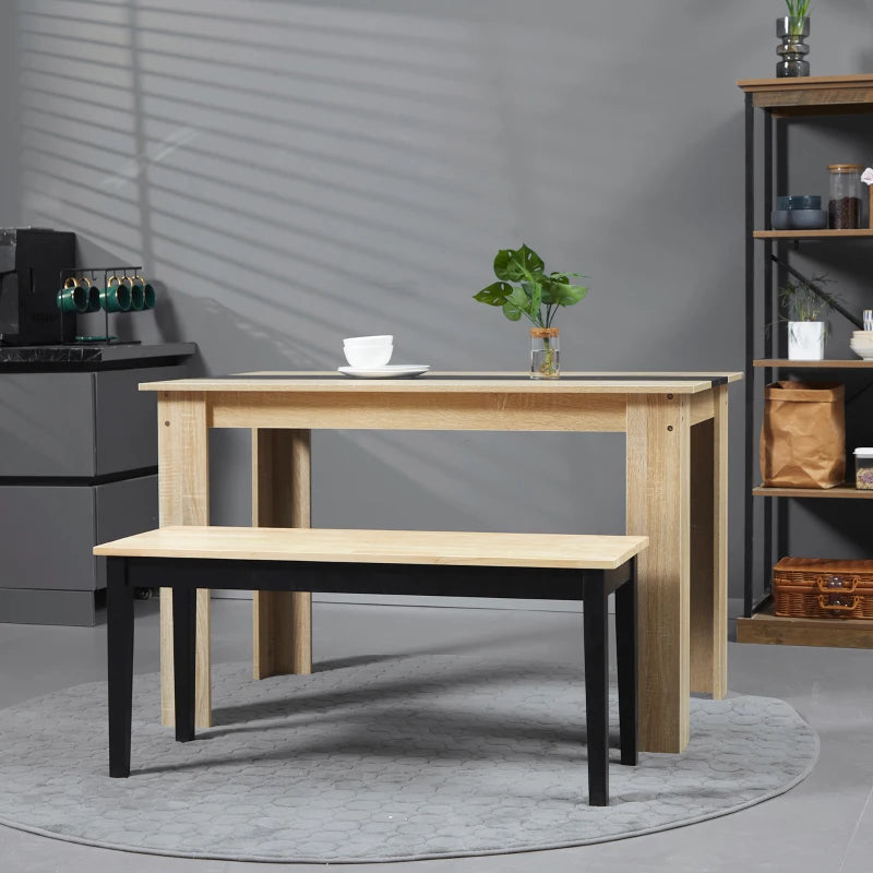 Stylish 102 cm Black Wood Dining Bench for 2 - Perfect for Kitchen, Dining Room, or Entryway Seating