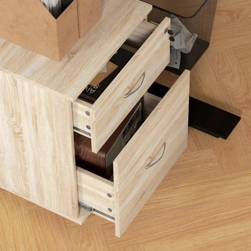 Lockable Two Drawer Filing Cabinet - Stylish Wood-Effect Storage Solution for Home or Office Organization