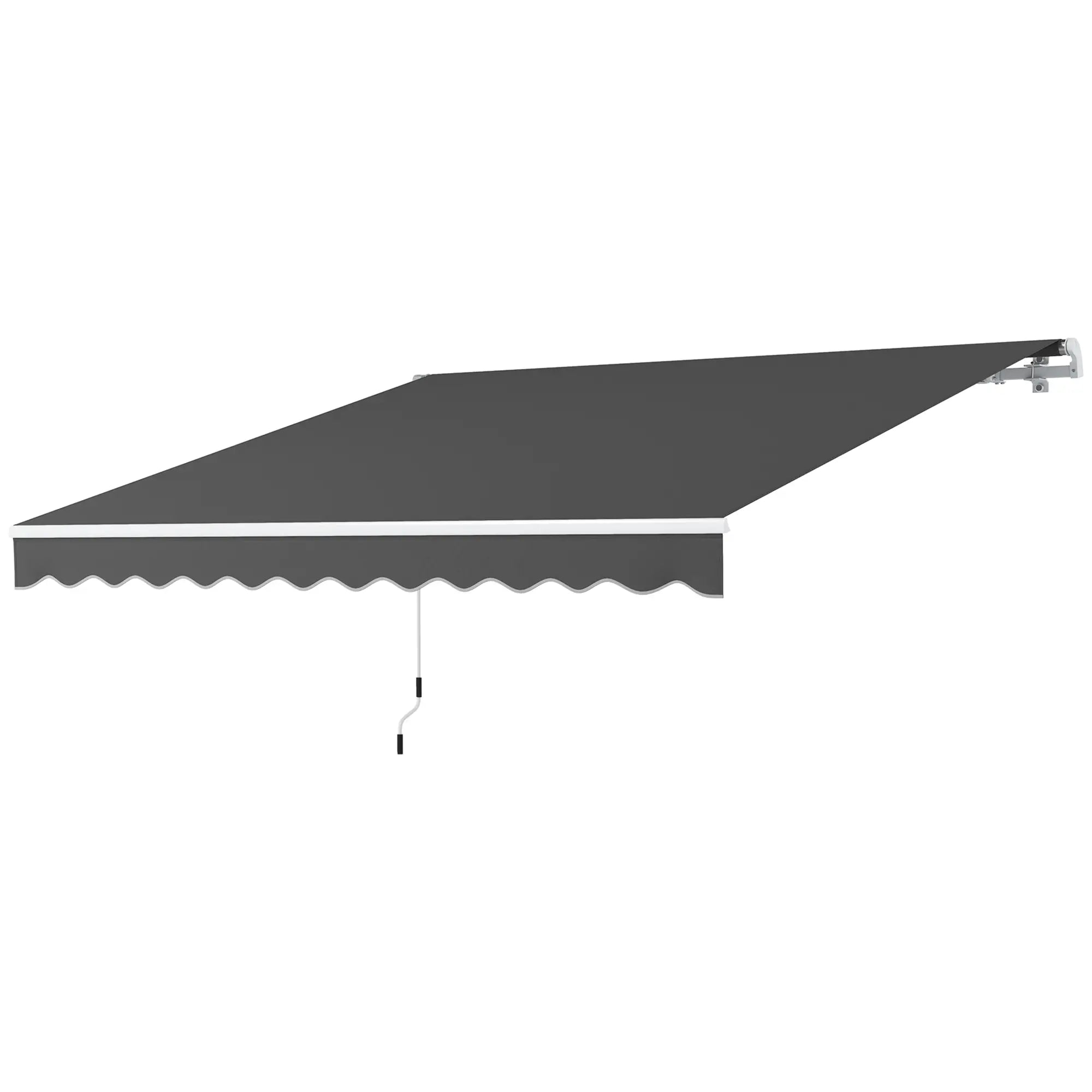 3m x 2.5m Garden Patio Manual Awning, Retractable Canopy Sun Shade Shelter with Fittings and Crank Handle, Dark Grey