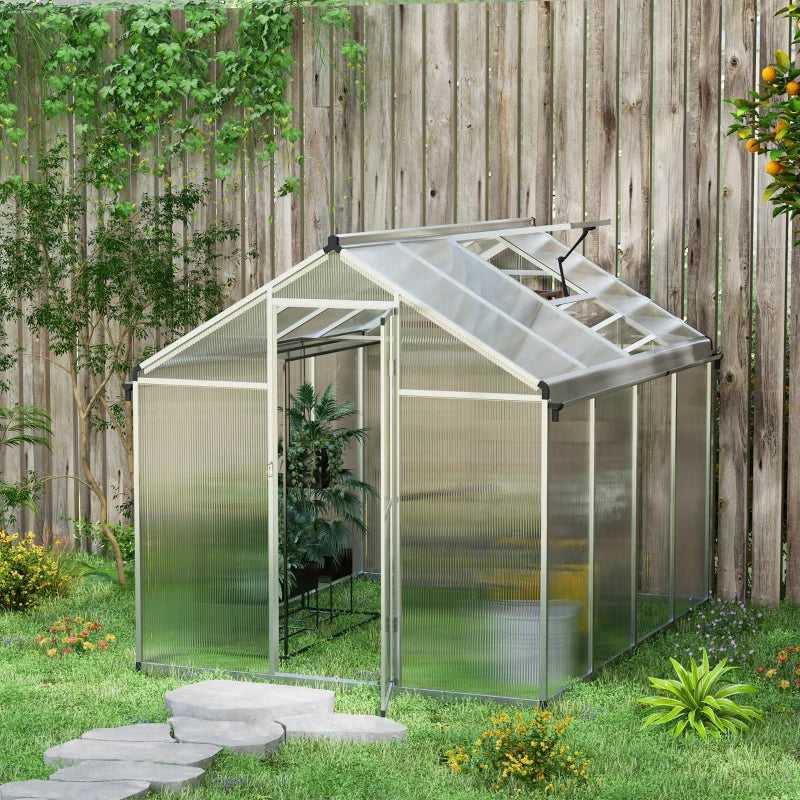 Green Aluminium 8x6ft Greenhouse Kit with Base