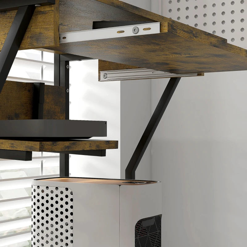 Multi-Storage Work Desk with Sliding Keyboard Tray - Stylish Brown and Black Home Office Furniture