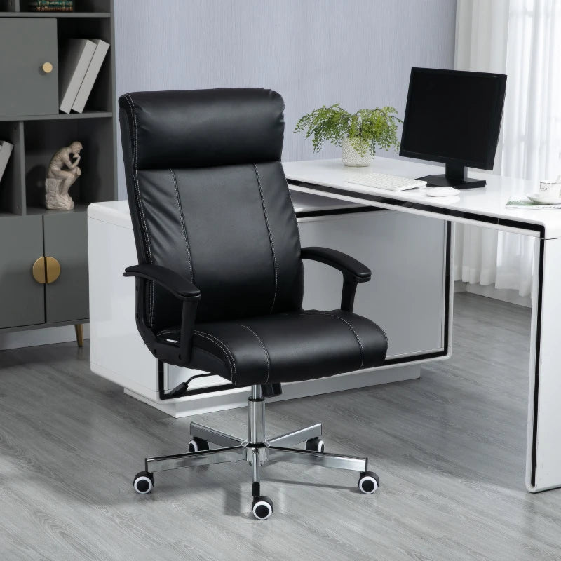Vinsetto High Back Massage Office Chair - PU Leather Desk Chair with 6 Point Massage, Adjustable Height & Remote Control, Black