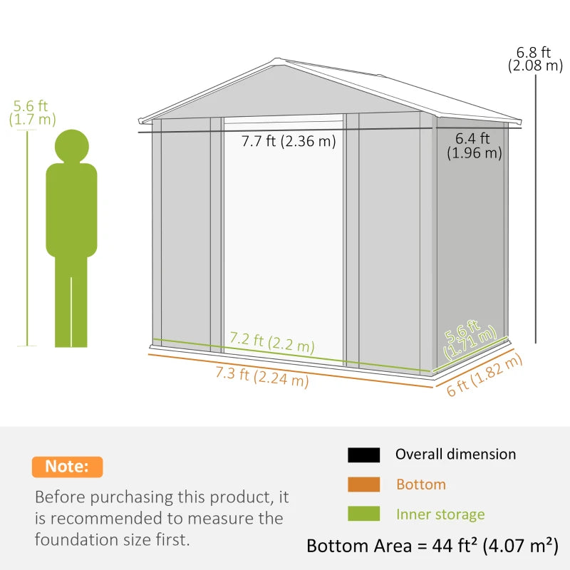8ft x 6ft Garden Storage Shed with Sliding Door - Durable Brown Wood Effect Outdoor Storage