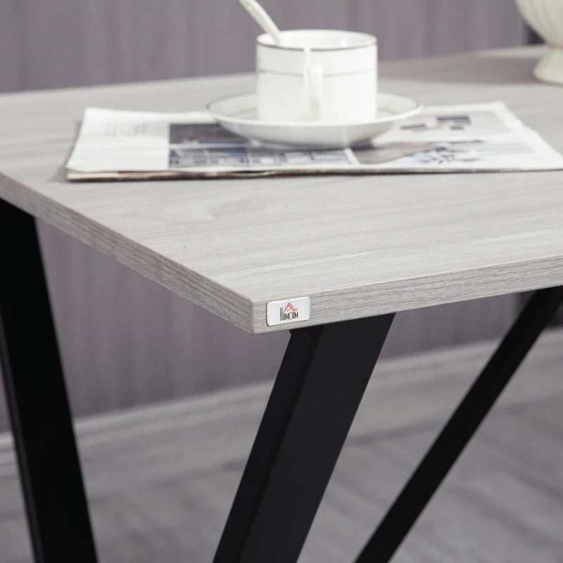 120 cm Modern Rectangular Bar Table for 4 - Wood Effect Top, Steel Legs, White Coffee Desk for Living Room