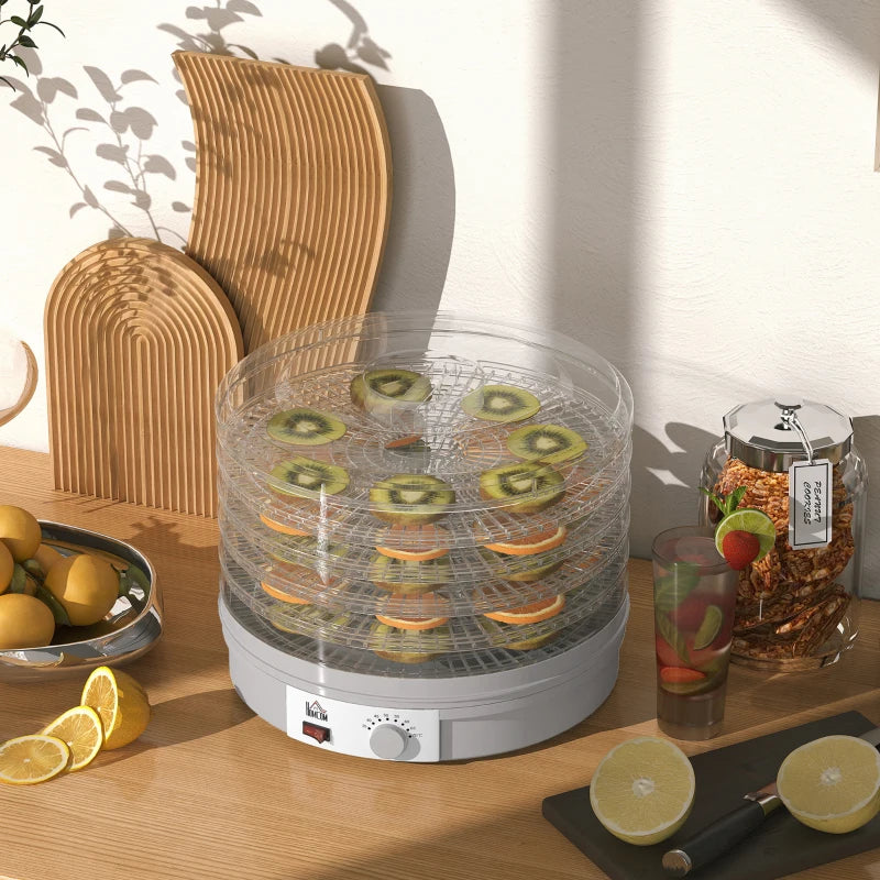 5-Tier Food Dehydrator 245W - Adjustable Temperature Control for Drying Fruits, Vegetables, Jerky & Pet Treats - Grey
