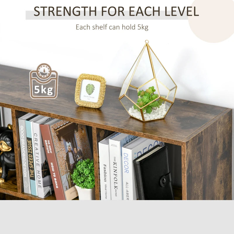 Rustic Brown 3-Tier Bookcase - Stylish Storage Shelf Unit with Open Compartments for Living Room, Bedroom, Office, 97.5 x 30 x 100 cm