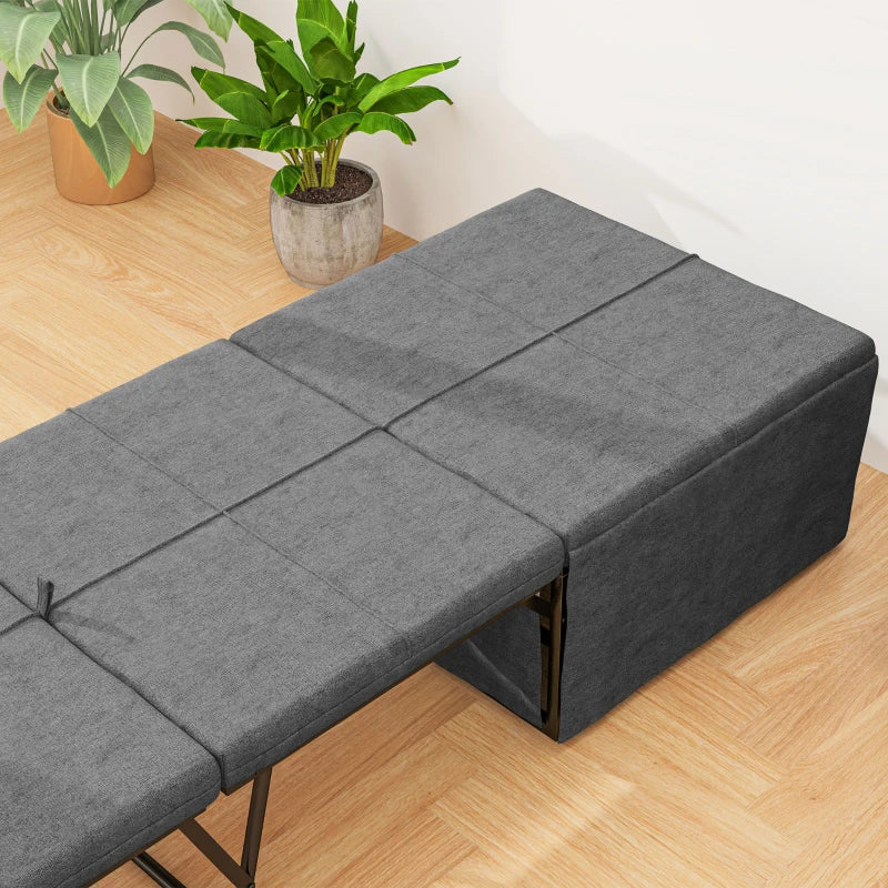 Compact Folding Bed with Linen Sponge Mattress & Dust Cover - Single Metal Frame Guest Bed 69 x 181.5 cm, Grey