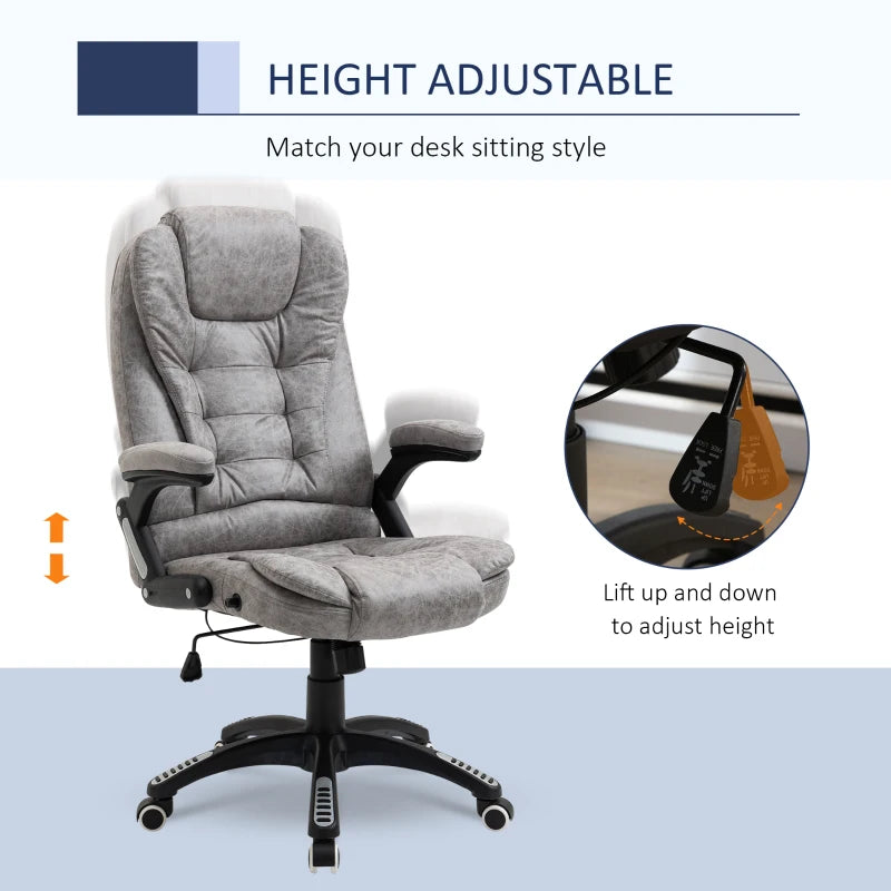 Vinsetto Ergonomic Office Chair - Comfortable Grey Desk Chair with Adjustable Height, Armrests, Reclining & Tilt Function