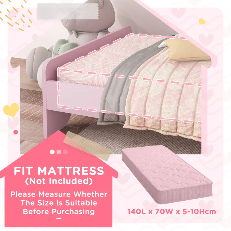 ZONEKIZ Princess Toddler Bed Frame - Cloud Design, Pink Kids Bed, 143x74x55cm, Perfect for Little Dreamers