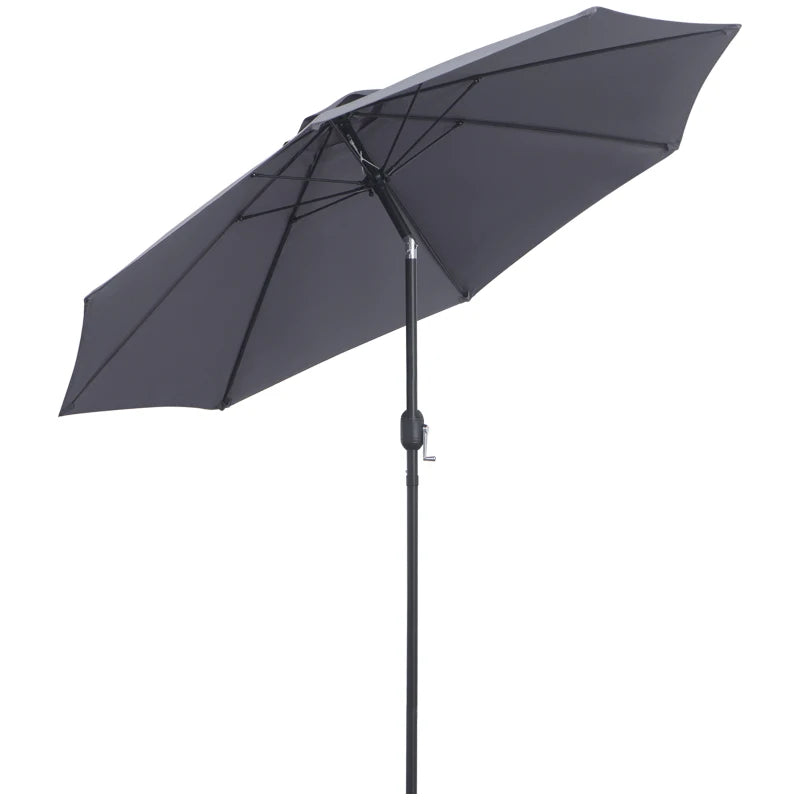 Charcoal Grey 2.7M Tilting Garden Parasol Umbrella with Glass Fibre Ribs