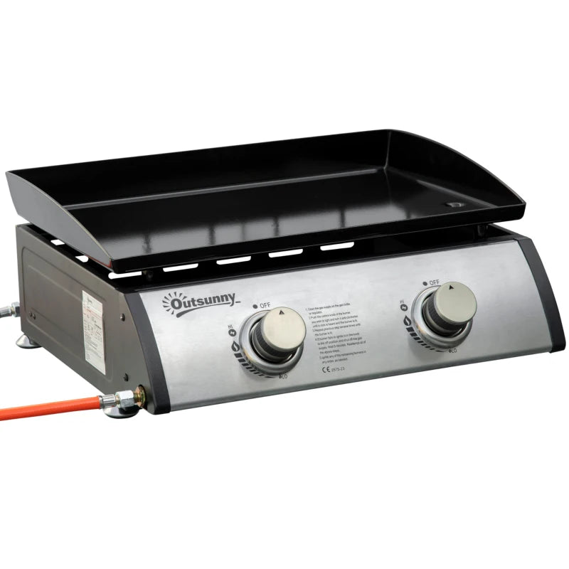 Portable Stainless Steel Gas Plancha Grill - 6kW, Non-Stick Griddle
