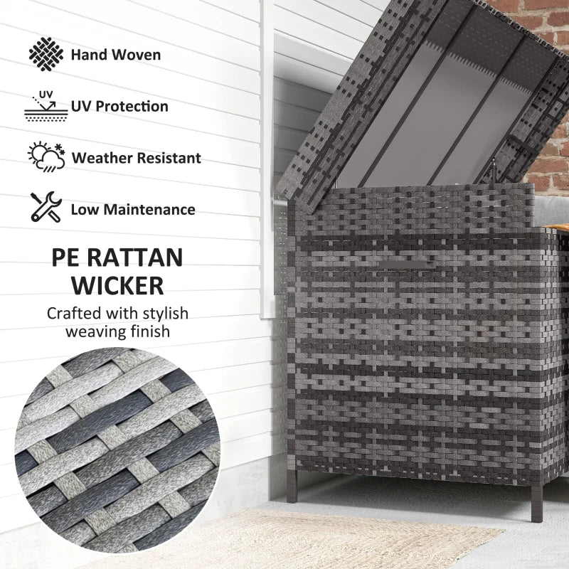 Dark Grey 627L Rattan Storage Box - Stylish Outdoor & Indoor Organizer