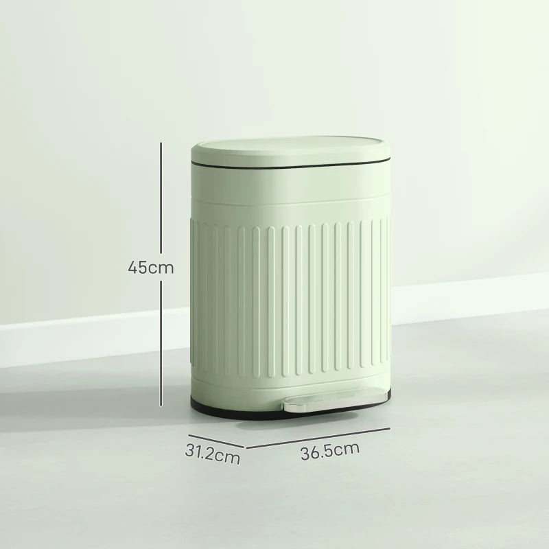 Light Green 20L Metal Kitchen Bin with Soft-Close Lid - Stylish & Durable Waste Container for Home & Office
