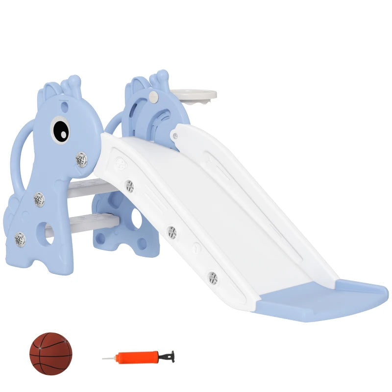 Giraffe Shape 3 in 1 Kids Slide Climber with Basketball Hoop for Indoor Play Age 1-3