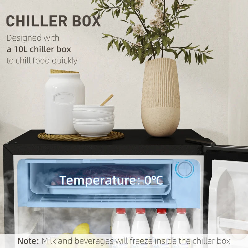 91L Freestanding Under-Counter Fridge with Lock - Stylish Black Mini Refrigerator for Home, Office, or Bar Use