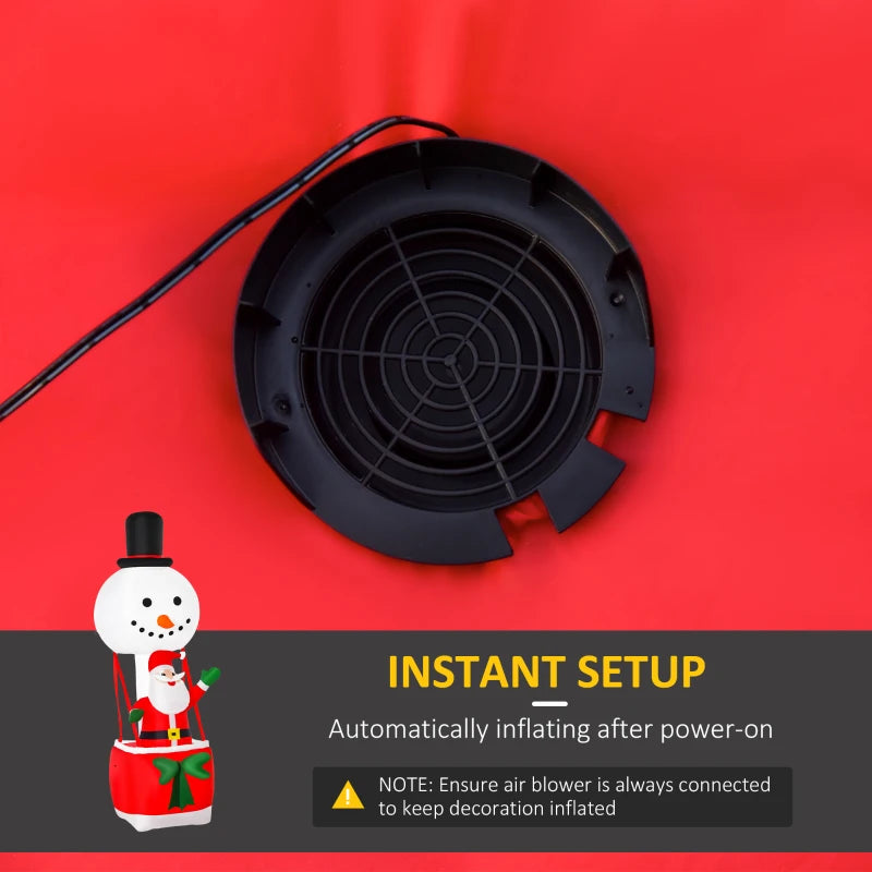 8ft Christmas Inflatable Santa Claus Snowman Hot Air Balloon - LED Outdoor Indoor Xmas Decoration, Blow Up Holiday Decor