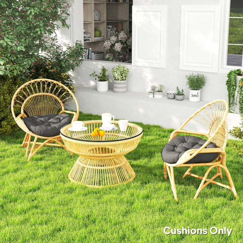 Set of 2 Dark Grey Outdoor Cushions 60cm - Weather Resistant Garden Pillows