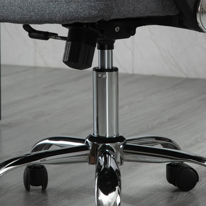 Vinsetto Grey Linen Fabric Swivel Office Chair - Adjustable Computer Desk Chair with Wheels for Home Study