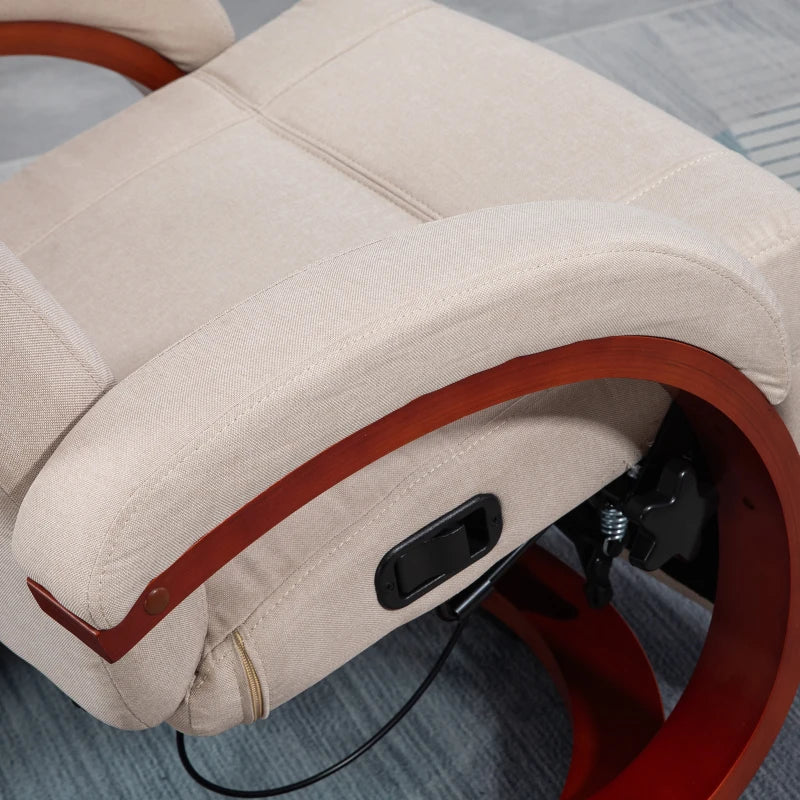 Beige 135° Manual Reclining Swivel Chair with Footrest for Ultimate Comfort