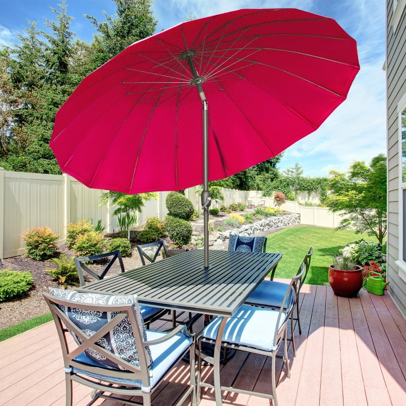 Red 2.5m Garden Parasol Umbrella with Crank & Tilt, Outdoor Sun Shade