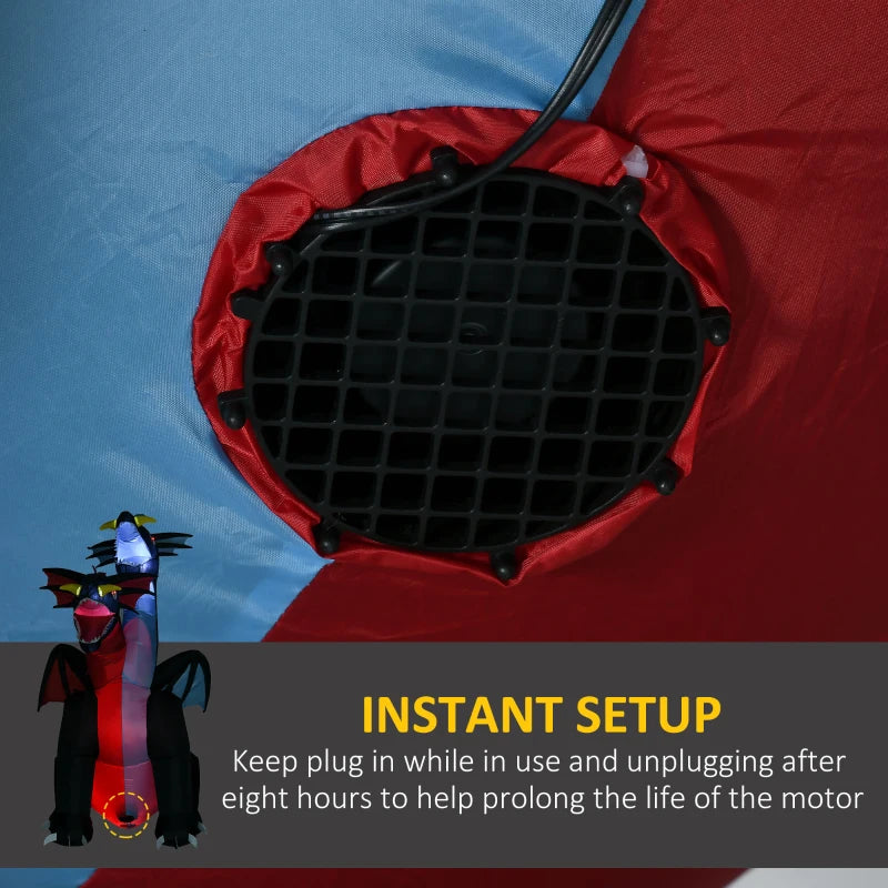 7FT Tall Inflatable Dragon with 2 Heads & LED Lights - Halloween Party Decoration for Indoor & Outdoor Yard