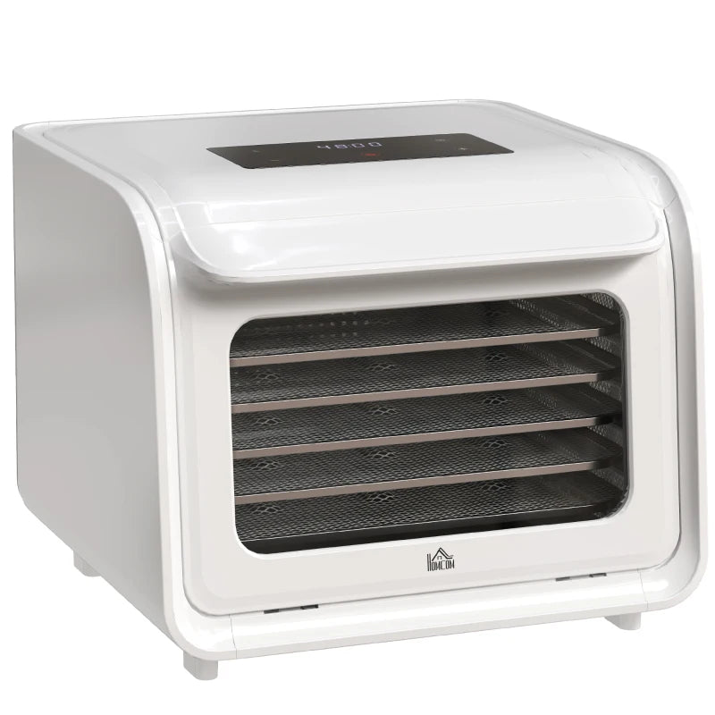 Premium 35-70°C Six-Tray Food Dehydrator - White | Perfect for Healthy Snacks, Jerky, Fruits & Vegetables