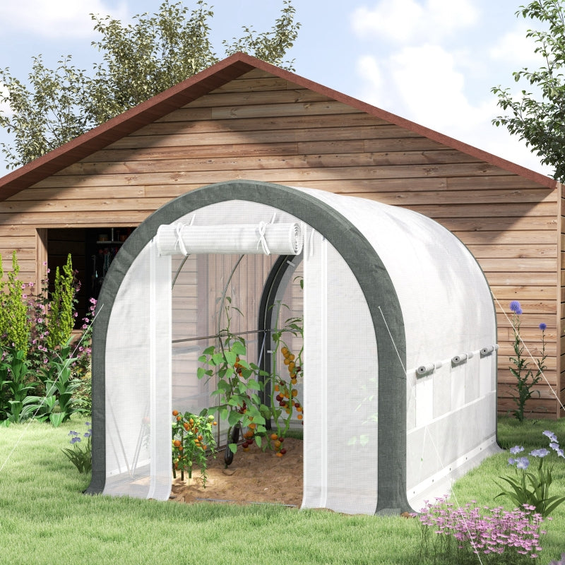 3m x 2m Walk-In Tunnel Greenhouse with Accessories - White