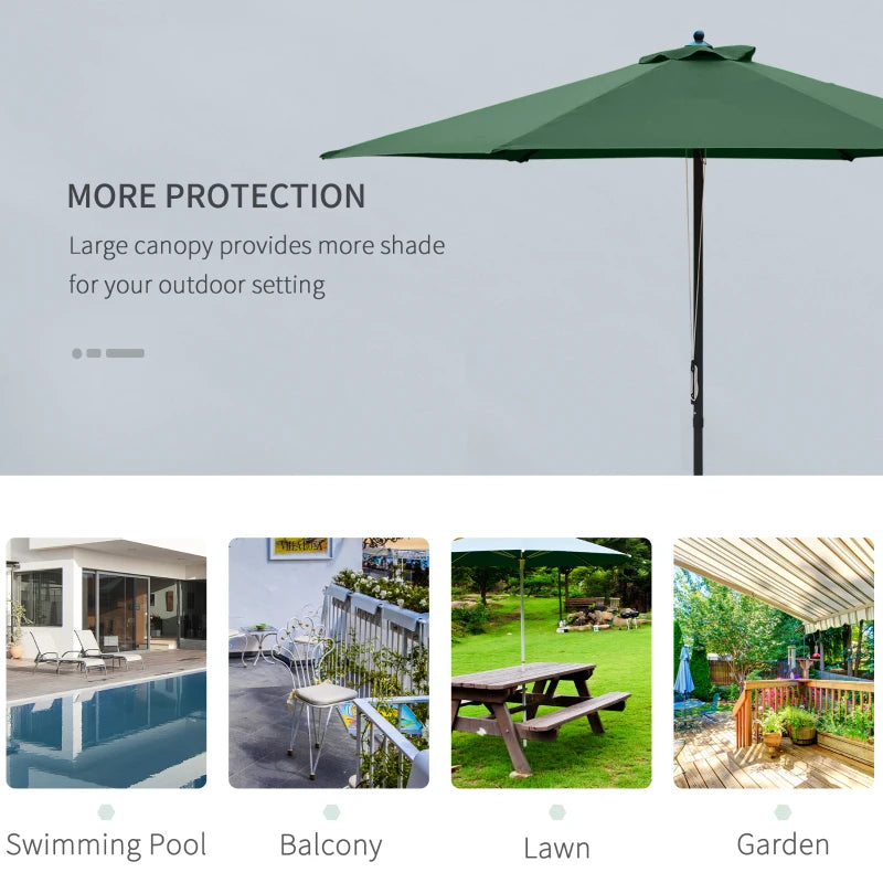 Green 2.8m Round Garden Parasol Umbrella