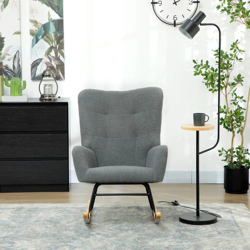 Grey Teddy Fleece Rocking Chair for Ultimate Comfort and Style in Your Living Room