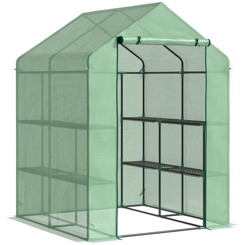 Green Garden Polytunnel with Shelves - 143x138x190cm