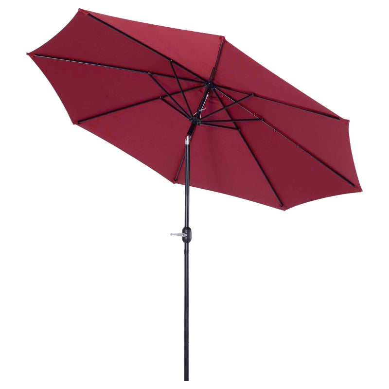 Wine Red 3m Tilt Garden Umbrella with Crank Handle - Outdoor Sun Shade