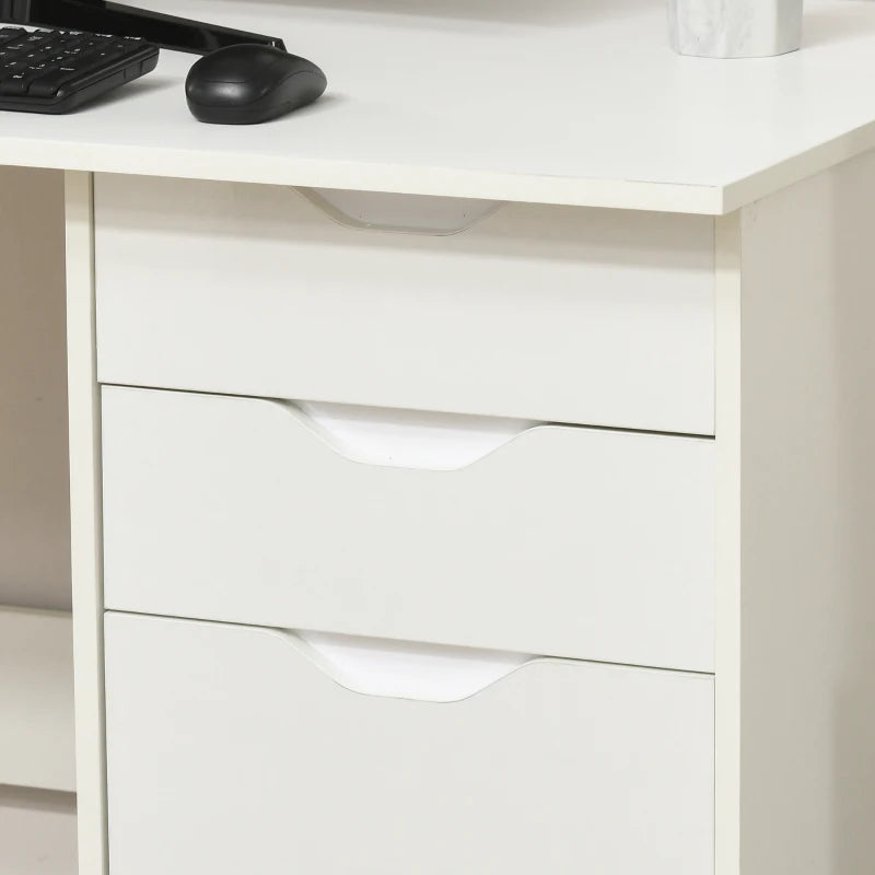 High Gloss White Computer Desk with Drawers & Storage Cabinet - Stylish 120x60cm Home Office Study Workstation