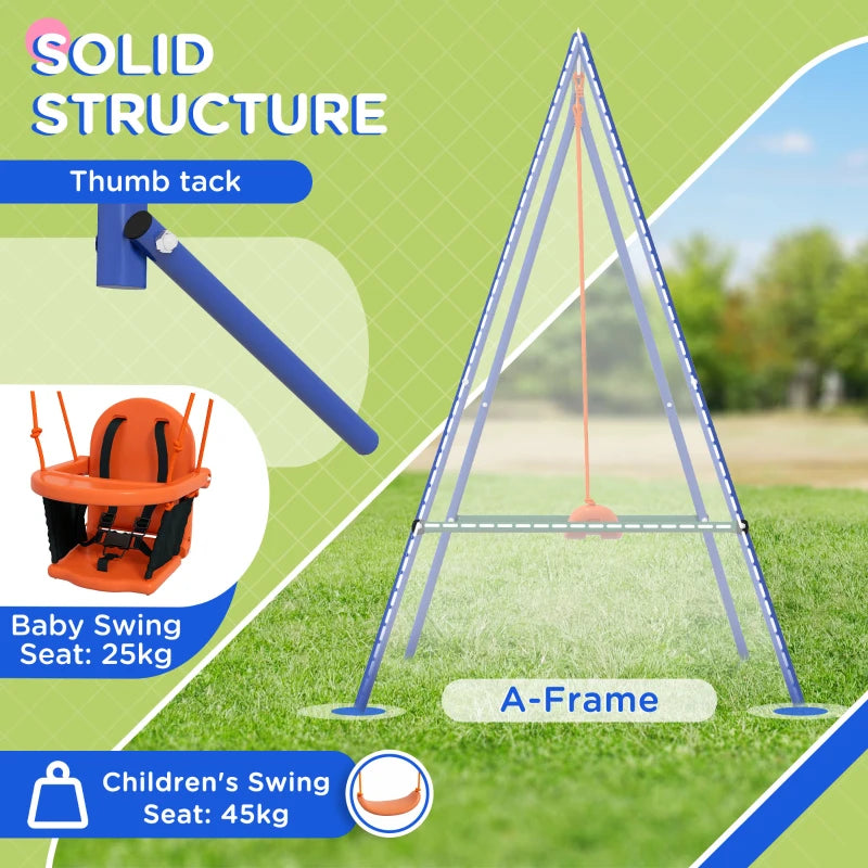 Two-In-One Toddler Garden Swing with Comfortable Seat and Safety Belt in Orange and Blue