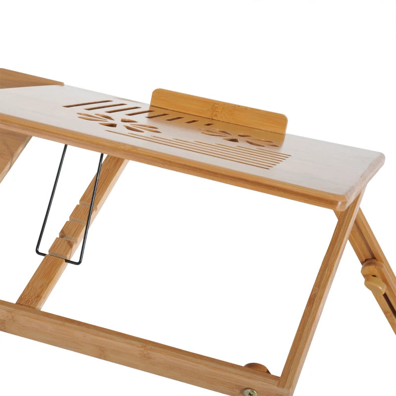 Adjustable Portable Laptop Desk with Drawer - Foldable Notebook Tray for Bed & Sofa (55x35x22-32.5 cm)