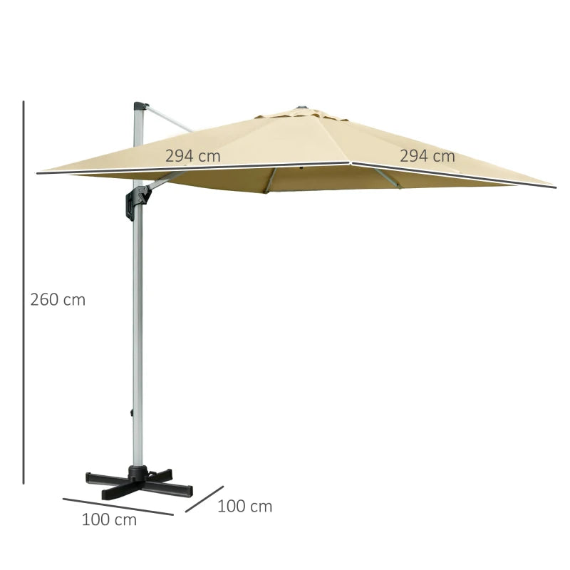 3m x 3m Khaki Cantilever Roma Parasol