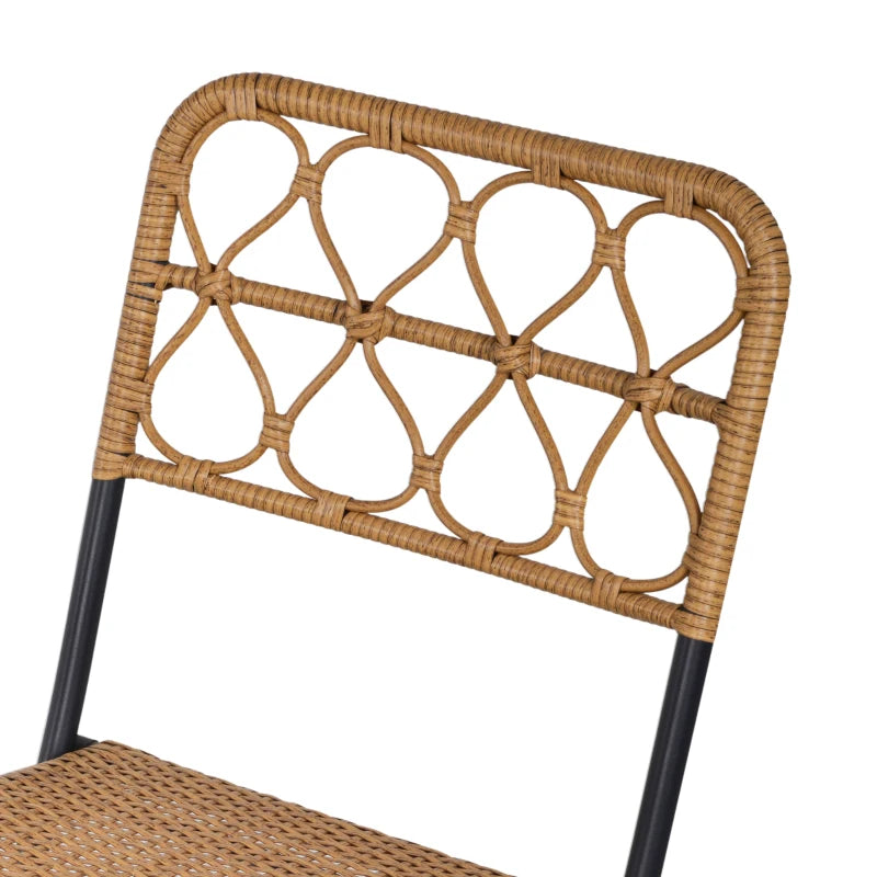 Natural Brown Wicker Bistro Set With Foldable Table