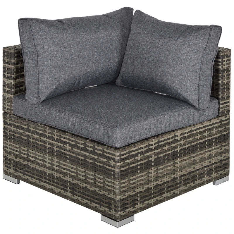 Grey Rattan Corner Single Chair With Cushions