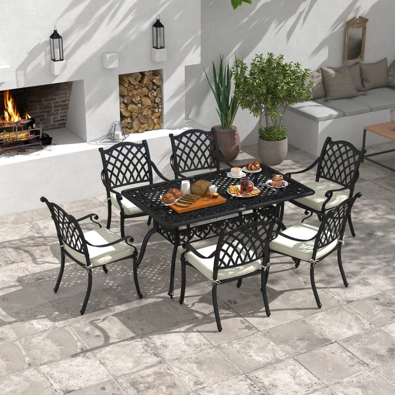 Black 7 Piece Aluminium Dining Set