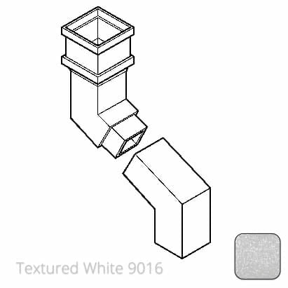 100 x 75mm (4"x3") Cast Aluminium Downpipe Two-part 305mm (max) Adjustable Offset - Textured 9016 White - Trade Warehouse