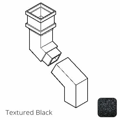 100 x 75mm (4"x3") Cast Aluminium Downpipe Two-part 305mm (max) Adjustable Offset - Textured Black - Trade Warehouse