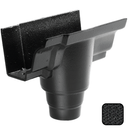 100 x 75mm (4"x3") Moulded Ogee Cast Aluminium 63mm Gutter Outlet - Textured Black - Trade Warehouse