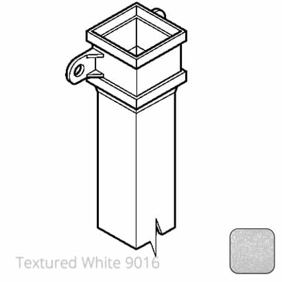 100 x 75mm (4"x3") x 1m Cast Aluminium Downpipe with Eared Socket - Textured 9016 White - Trade Warehouse