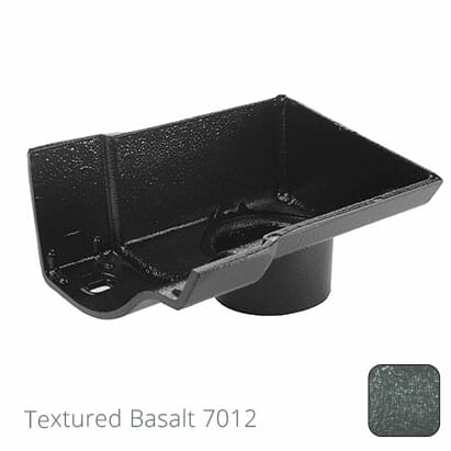 100mm (4") Half Round Cast Aluminium 63mm Stop End Socket Outlet - Textured Basalt Grey RAL 7012 - Trade Warehouse