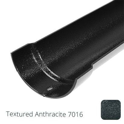 100mm (4") Half Round Cast Aluminium Gutter 1.83m length - Textured Anthracite Grey RAL 7016 - Trade Warehouse