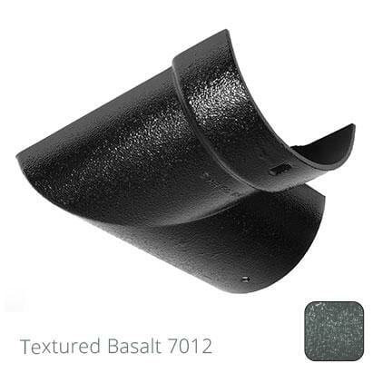 100mm (4") Half Round Cast Aluminium Gutter 90 Internal Angle - Textured Basalt Grey RAL 7012 - Trade Warehouse
