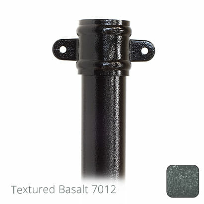 100mm (4") x 2m Aluminium Downpipe with Cast Eared Socket - Textured Basalt Grey RAL 7012 - Trade Warehouse