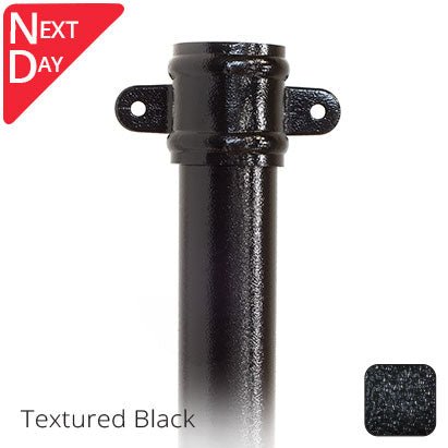 100mm (4") x 2m Aluminium Downpipe with Cast Eared Socket - Textured Black - Trade Warehouse