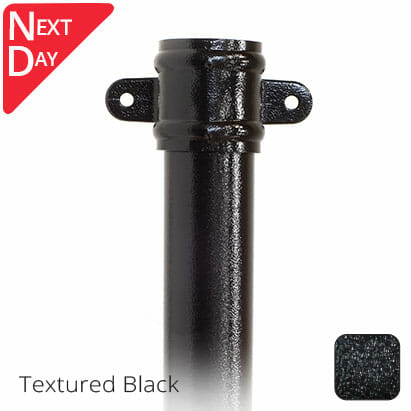 100mm (4") x 3m Aluminium Downpipe with Cast Eared Socket - Textured Black - Trade Warehouse